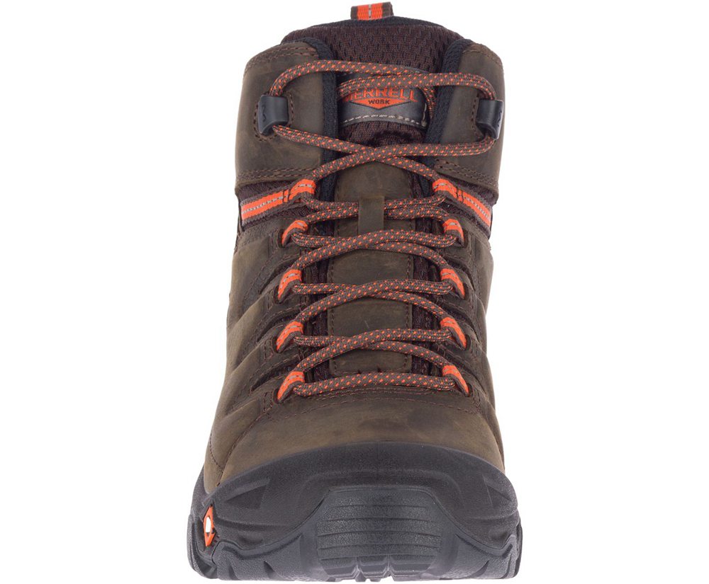 Kozaki Merrell Męskie Brązowe - Strongfield Skórzane 6\" Waterproof Slip-Resistant - 023691-HEV